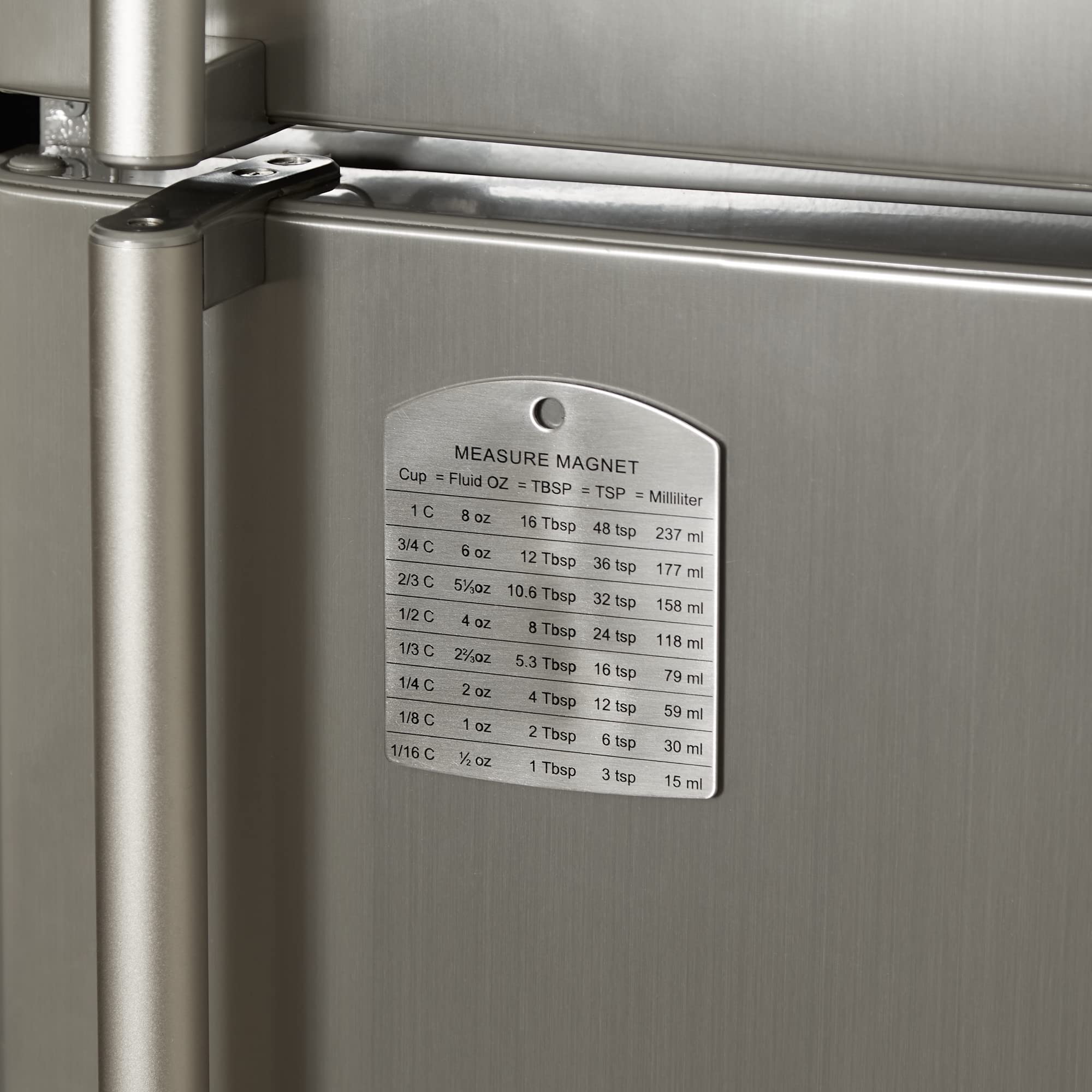 RSVP Endurance magnet back with strong magnetic backing keeps fridge clear.