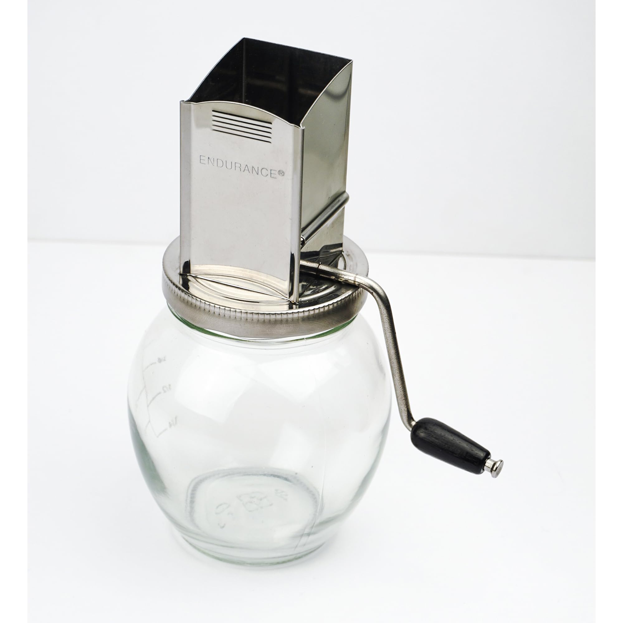 RSVP Endurance stainless steel hopper ensures durable grinding for various nuts.