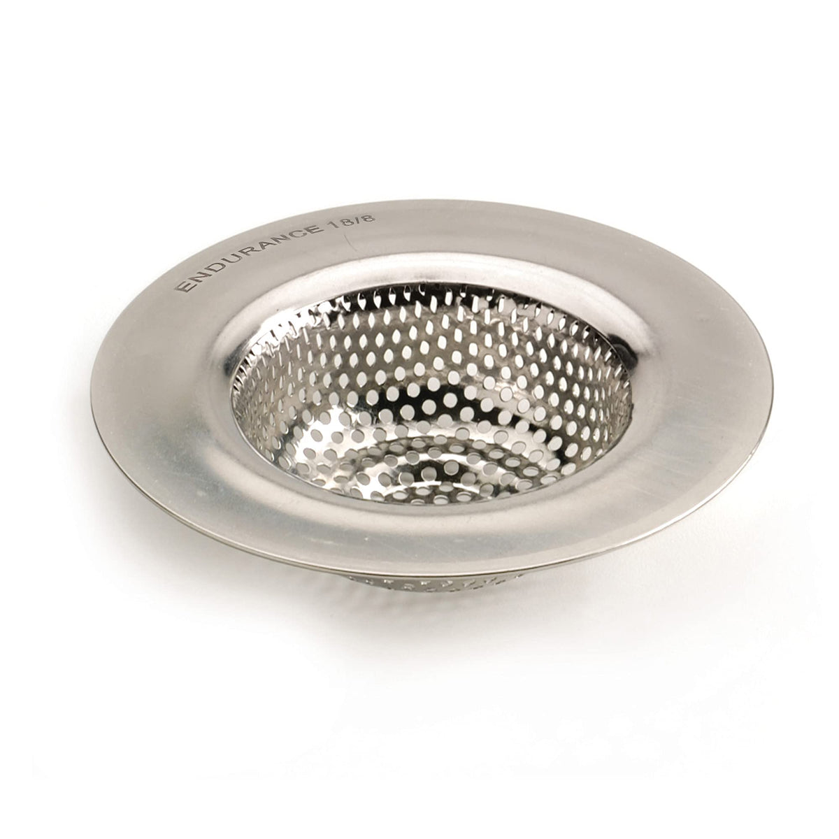 RSVP Endurance sink strainer top view traps debris while draining quickly