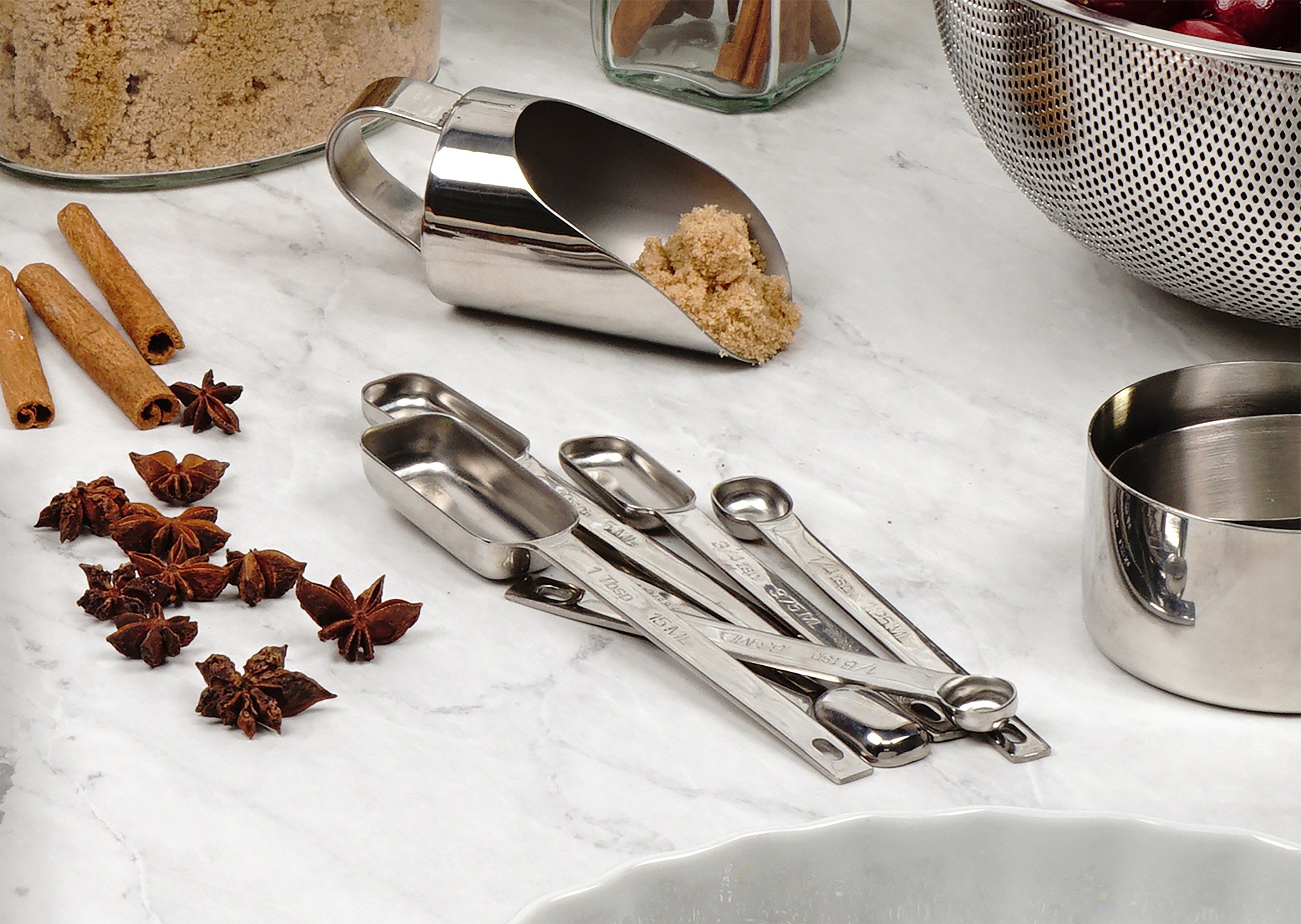 RSVP Endurance spoons fit narrow spice jars securely for easy access.