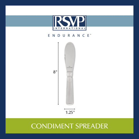 RSVP Endurance stainless steel condiment utensil ready for everyday use.