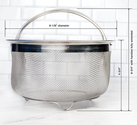 RSVP International 3-quart mesh frying basket keeps fries crisp and drains excess oil.