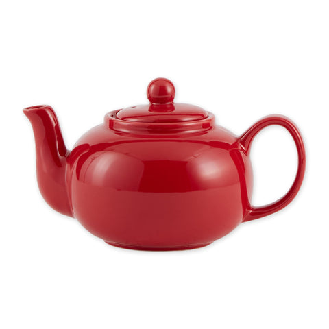 RSVP International red stoneware teapot, 16oz, ideal for cozy tea sessions.