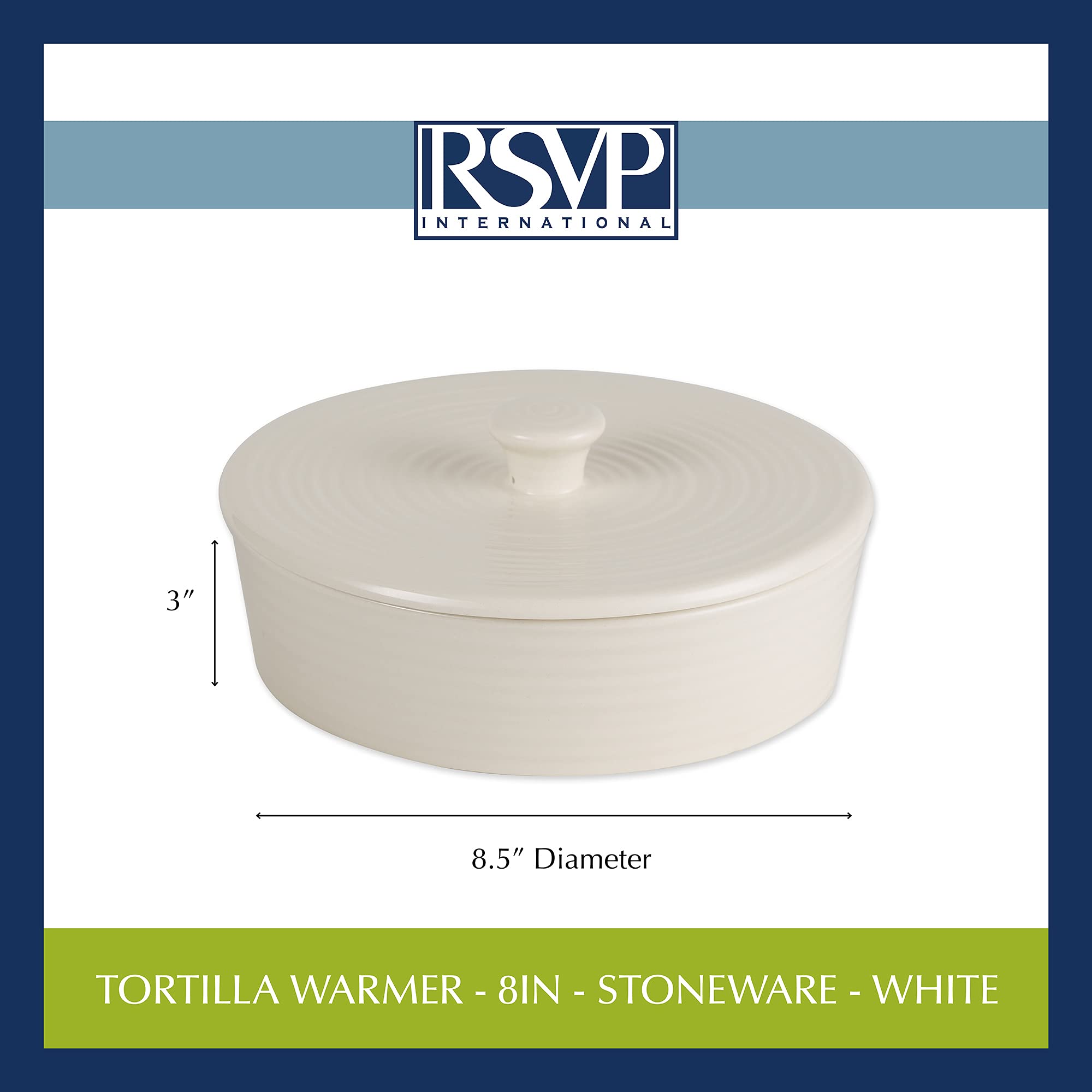 RSVP International stoneware tortilla warmer oven use highlights versatile warming
