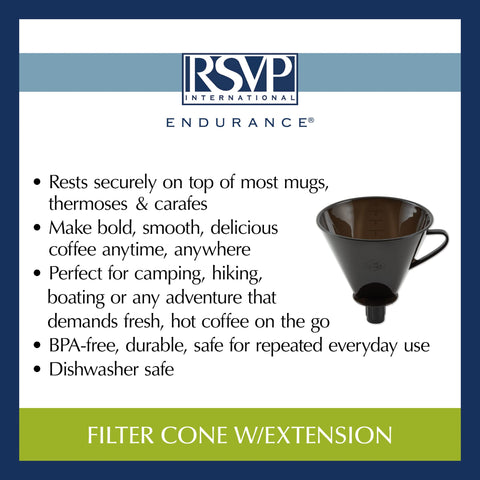 RSVP portable cone ideal for camping and travel brewing.