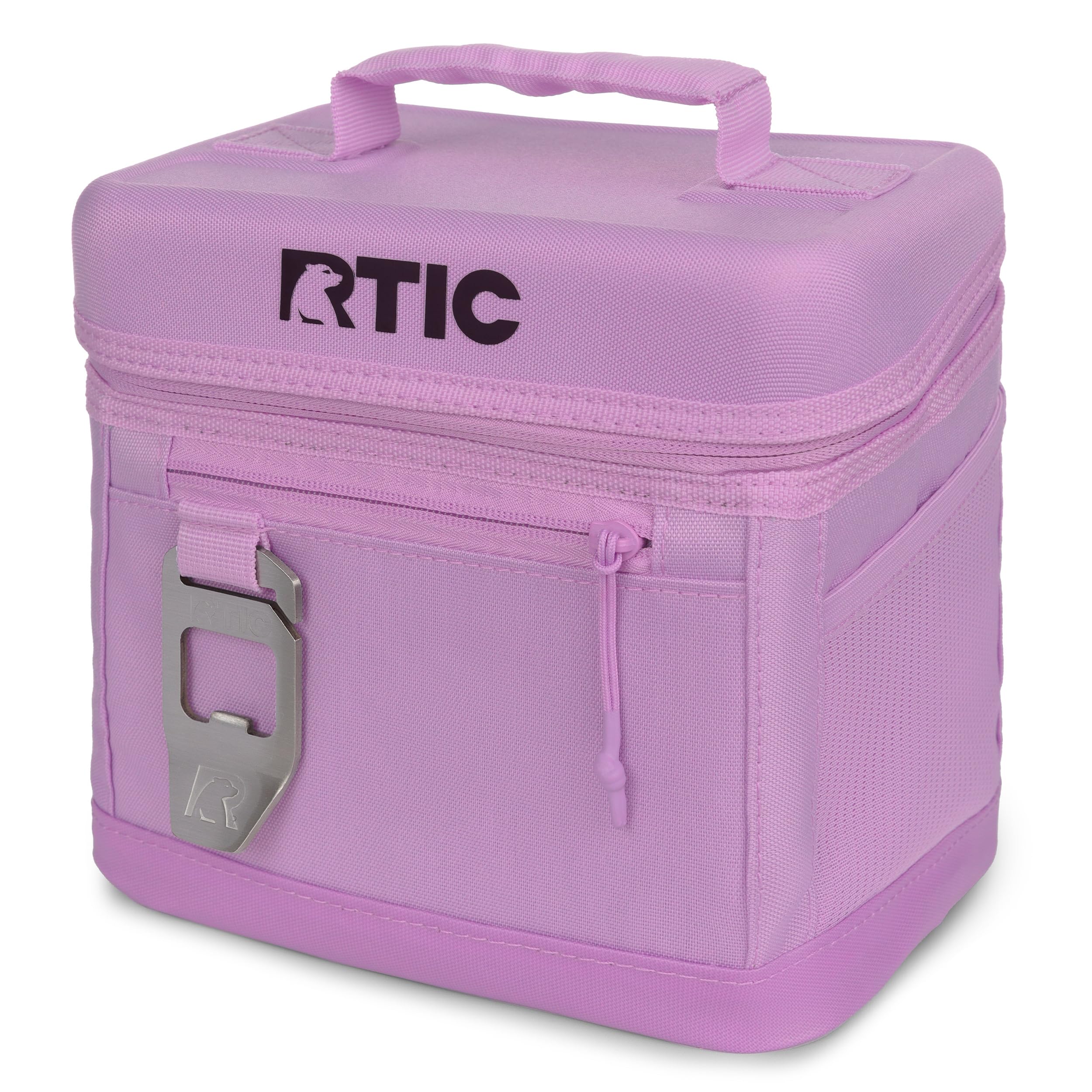 RTIC 6 Can Everyday Cooler lavender with open main compartment for easy access on trips