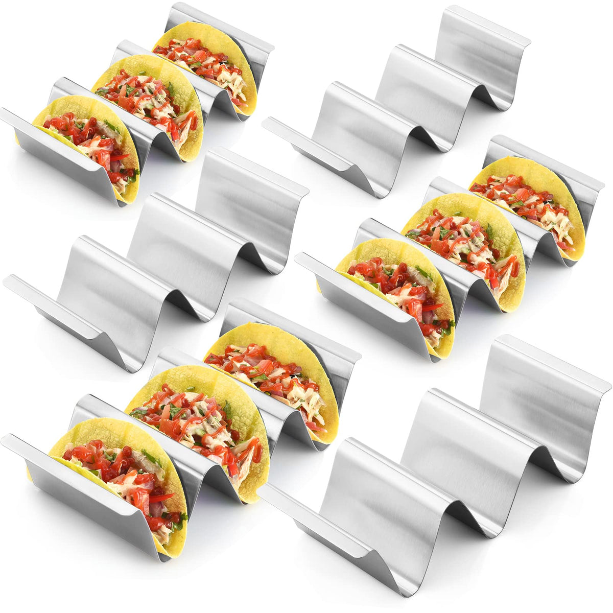 RTT taco holder stand set of 6 upright shells for neat assembly.