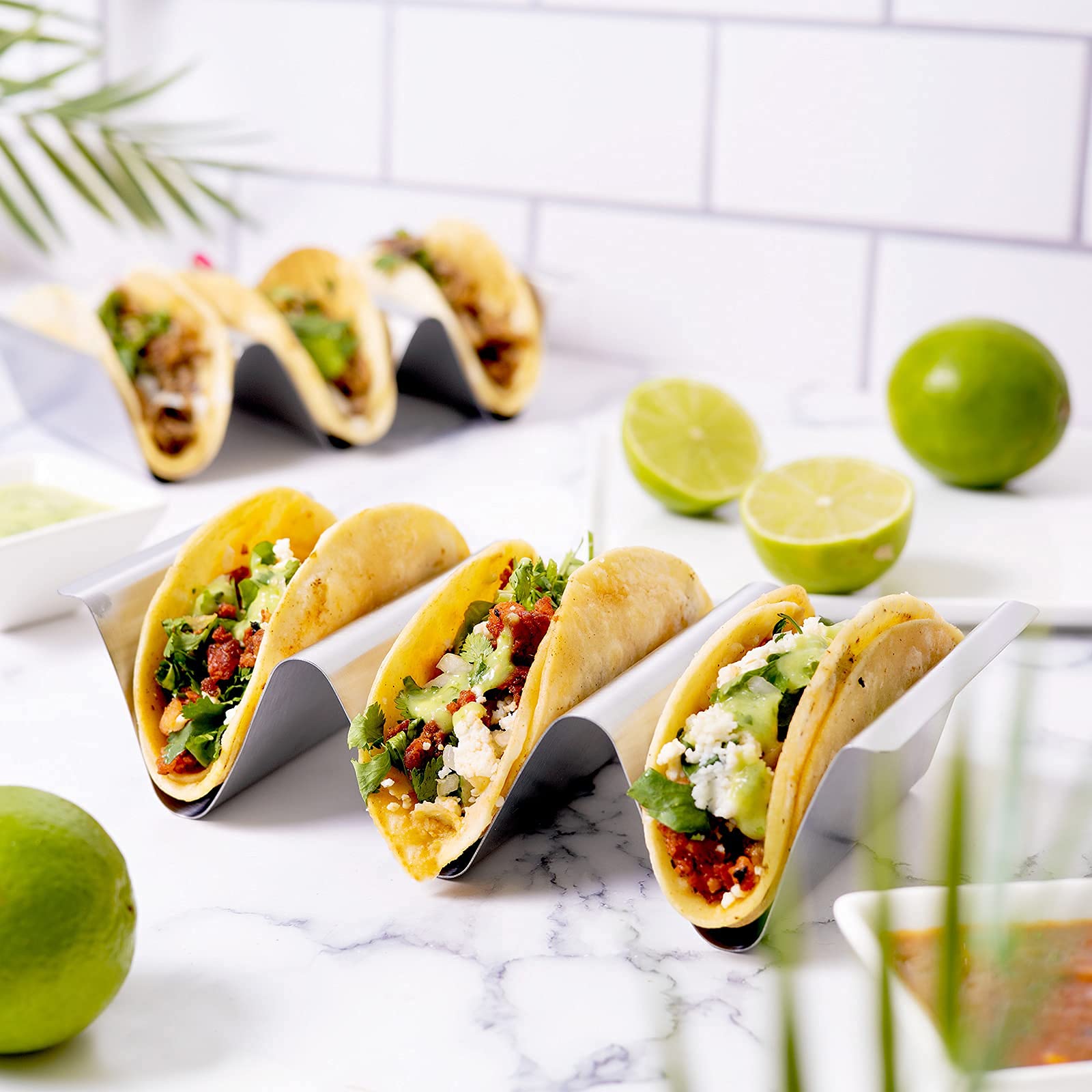 RTT taco rack keeps fillings in place during cooking and serving.