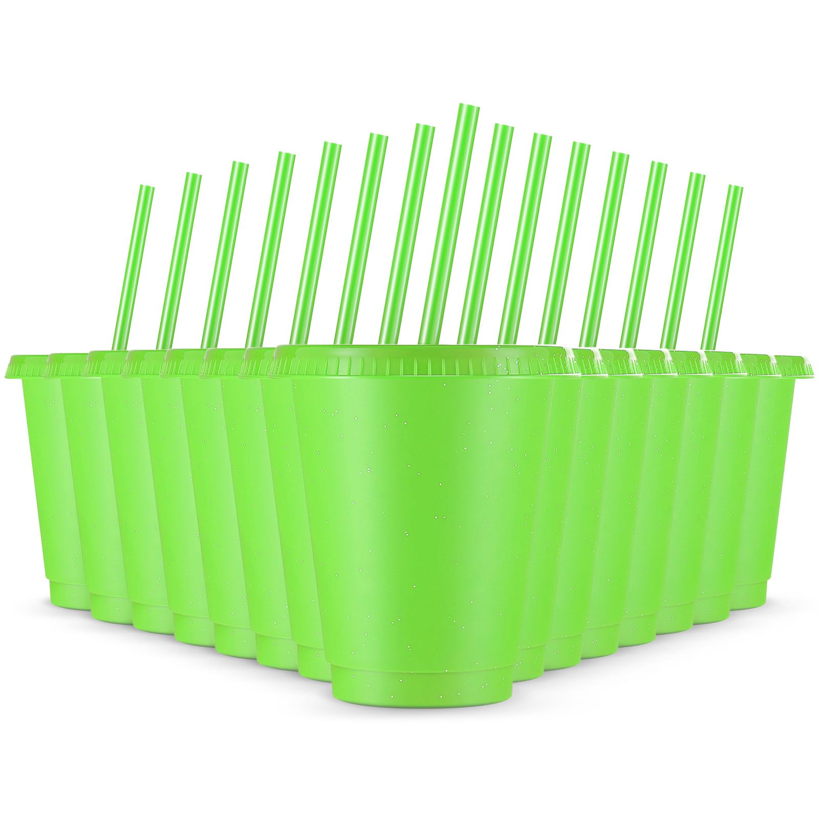 Rtteri glitter 16oz cup with lid and straw for spill-free party beverages.