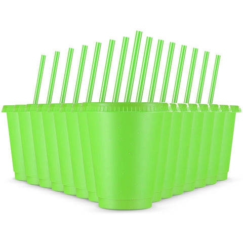 Rtteri glitter 16oz cup with lid and straw for spill-free party beverages.