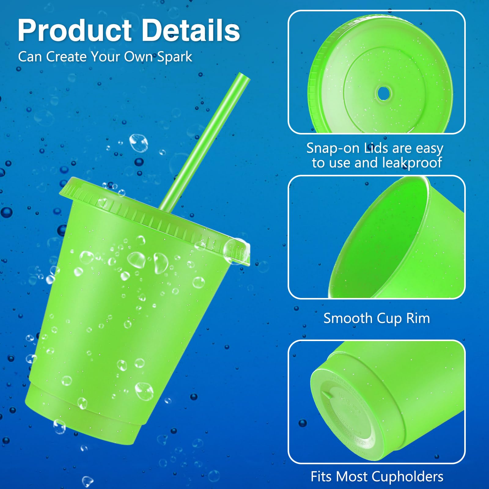 Rtteri glitter tumbler green front view ideal for outdoor use and parties.