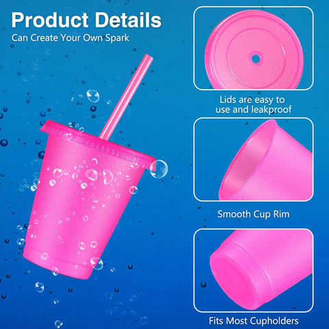 Rtteri rose-red sequin tumbler with straw for party drinks and on-the-go use.
