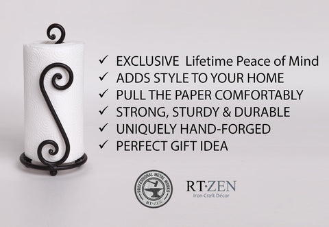 RTZEN Countertop Space-Saving Paper Towel Stand shown on kitchen counter