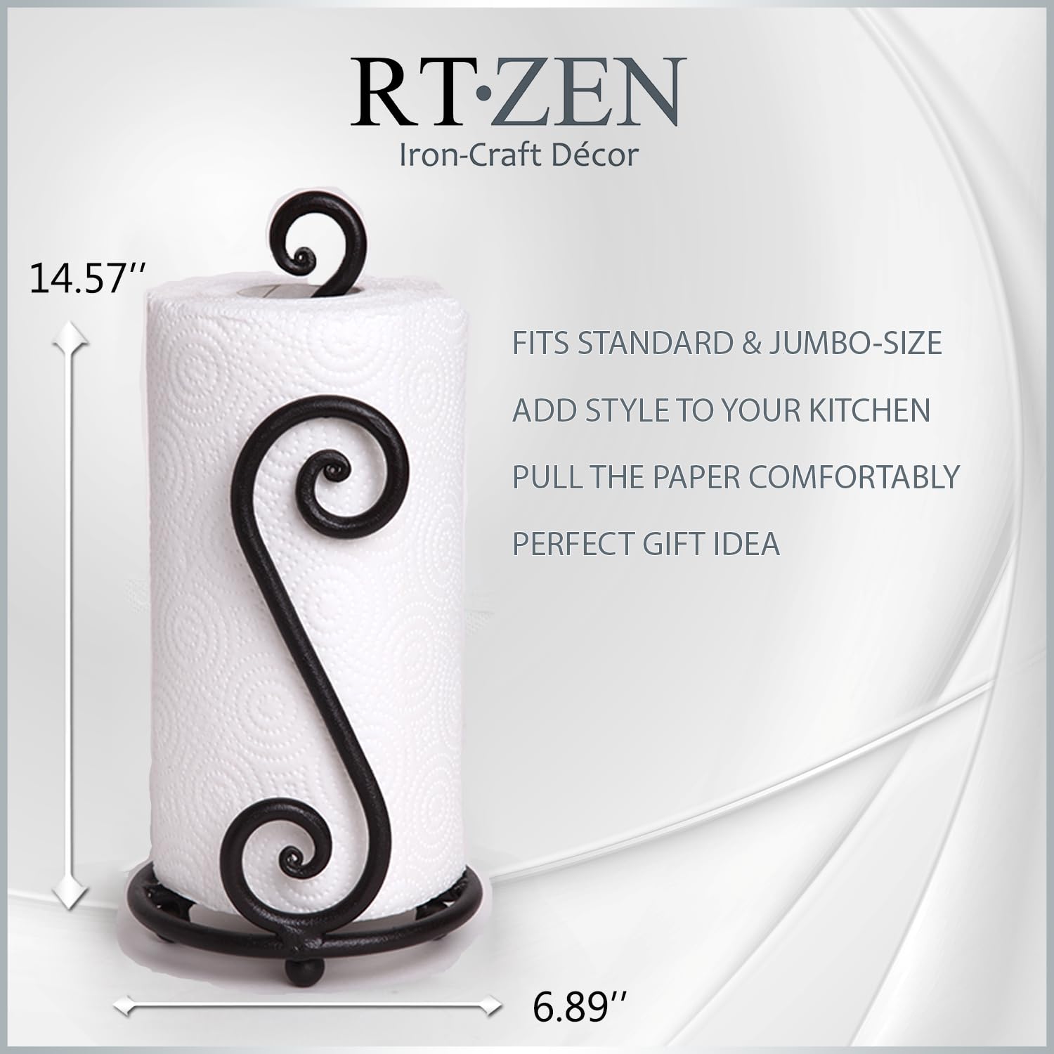 RTZEN Universal Fit Paper Towel Holder for jumbo or standard rolls