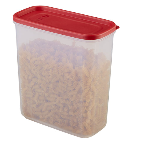 Rubbermaid 21C dry food container with clear base for quick pantry visibility.