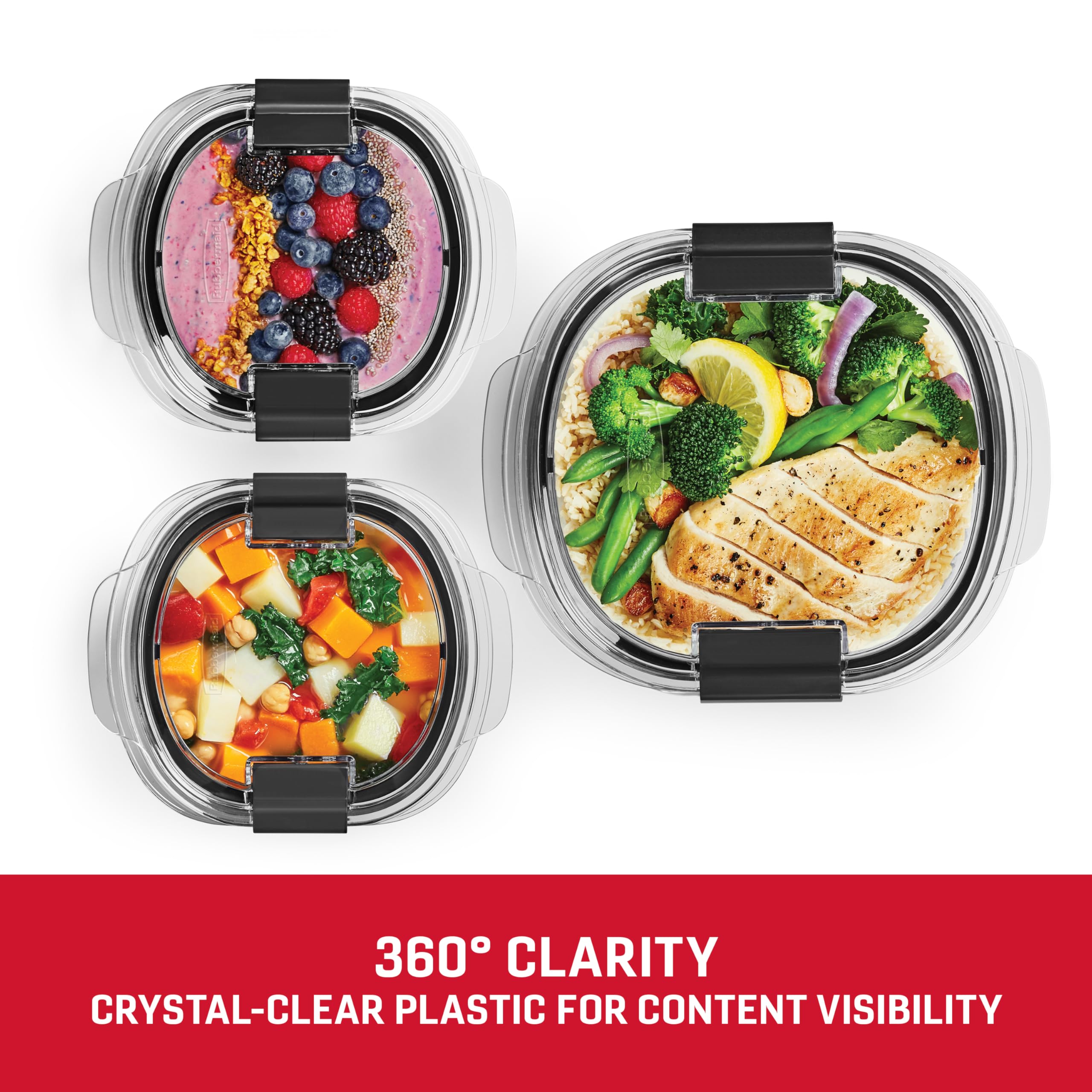 Rubbermaid Brilliance 360° crystal clarity with stain- and odor-resistance
