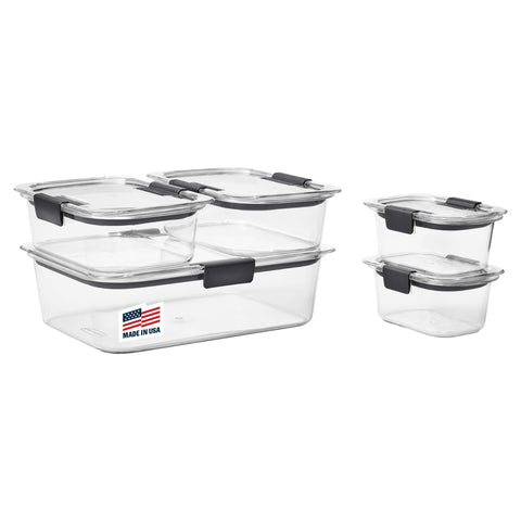 Rubbermaid Brilliance clear containers with crystal bases let you see contents at a glance.