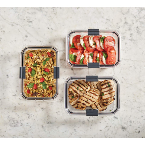 Rubbermaid Brilliance stackable storage design saves fridge space and simplifies meal prep