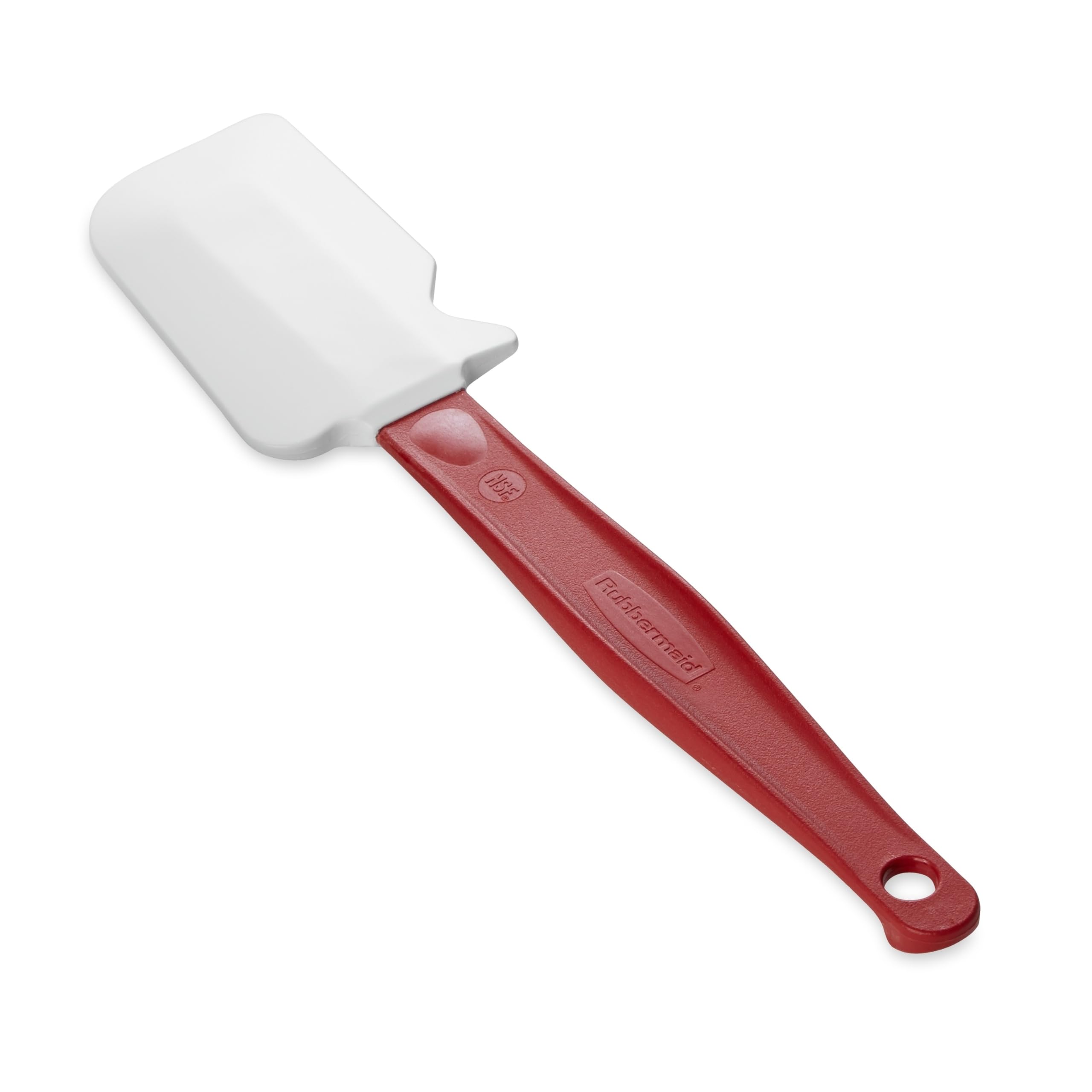  Rubbermaid commercial spatula with cool-touch red handle for safer use.