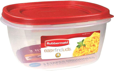 Rubbermaid Easy Find Lids: one lid fits multiple bases for flexibility.