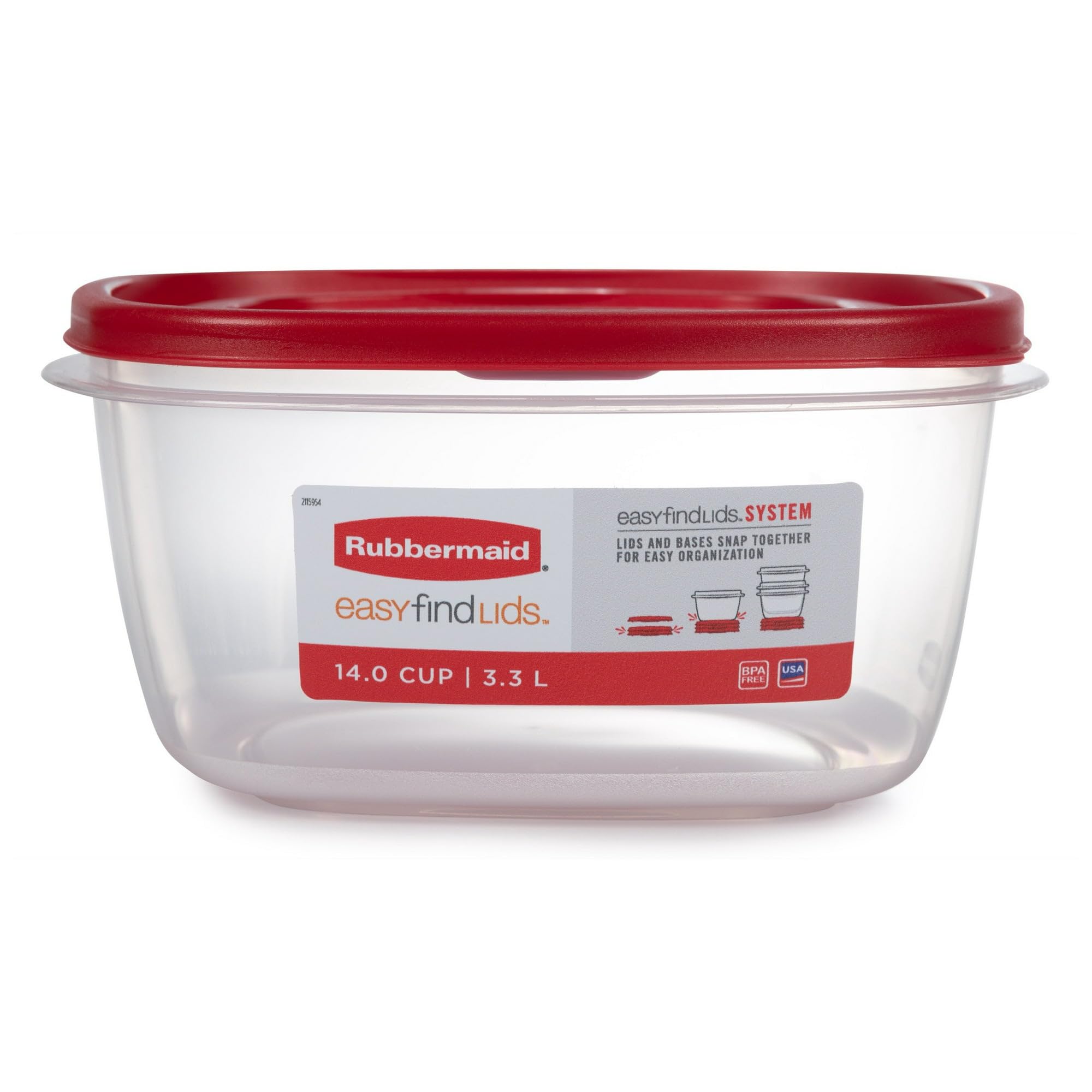 Rubbermaid Easy Find Lids 14 Cup container front view for organized storage