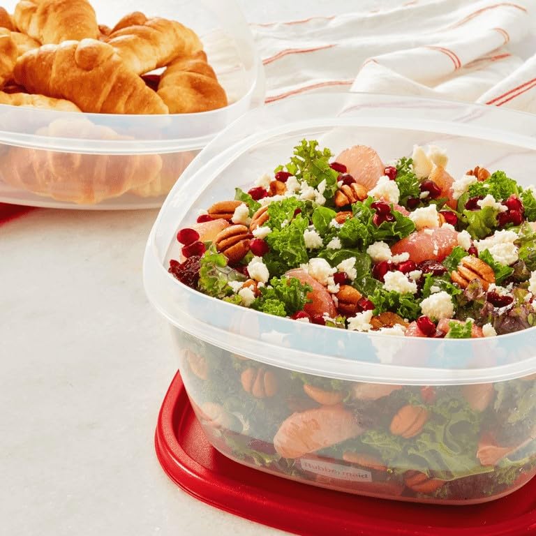 Nested Rubbermaid containers illustrating space-saving design