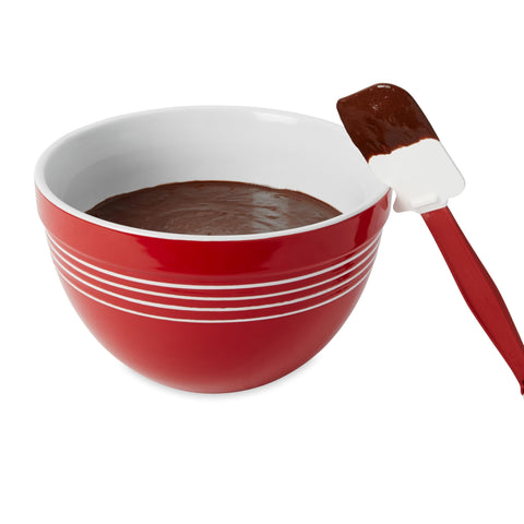  Rubbermaid spatula with flexible blade for thorough bowl scraping.