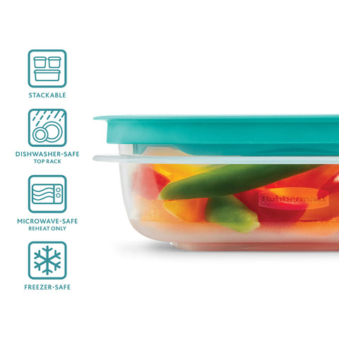 Rubbermaid freezer-safe base ready for freezing and reheating without the lid.