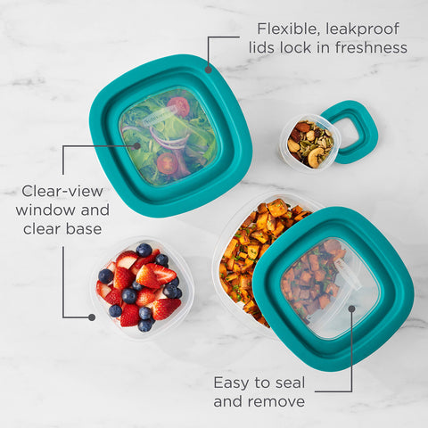 Rubbermaid meal-prep containers in 3-cup and 5-cup sizes for portions.