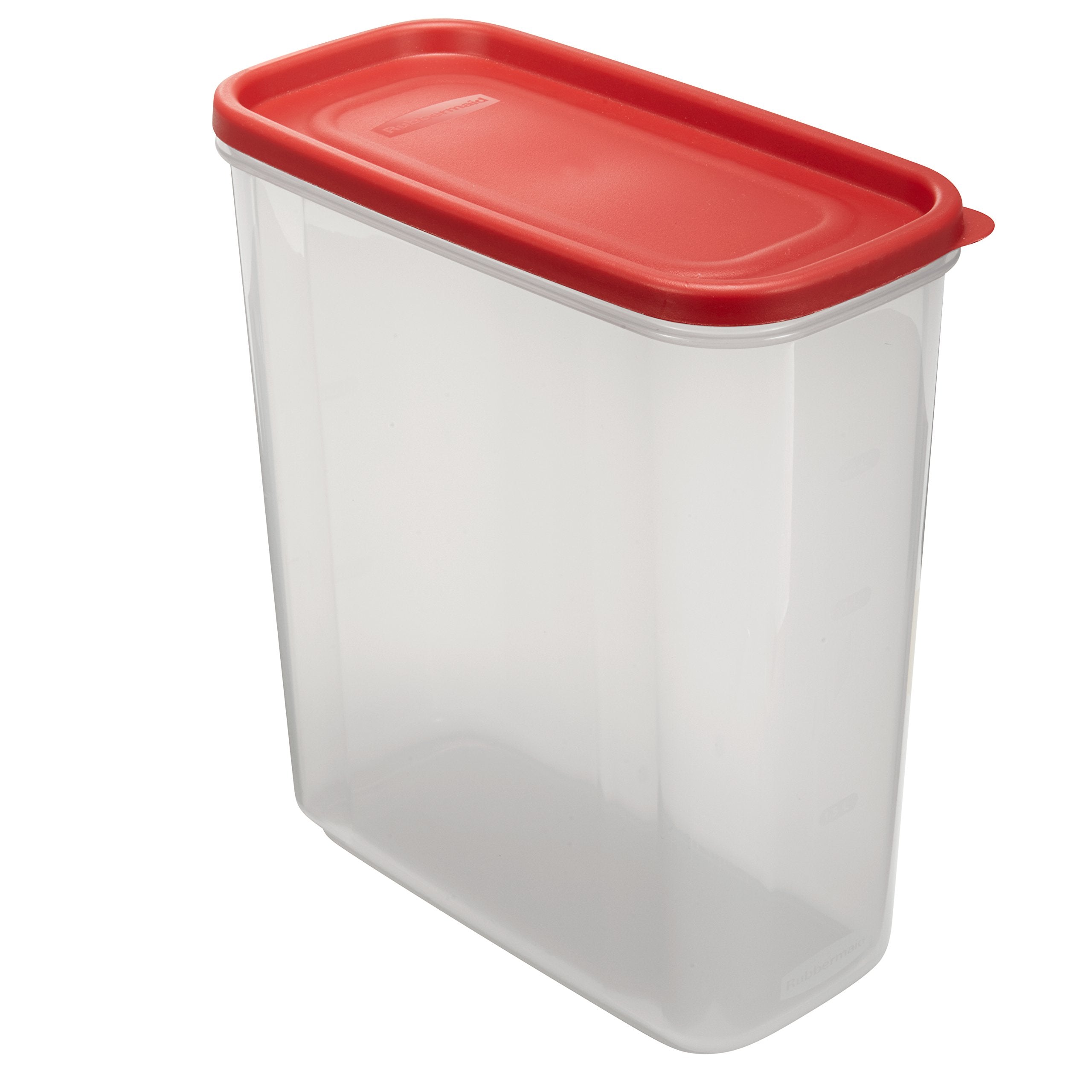 Rubbermaid modular canisters stackable design saves shelf space.
