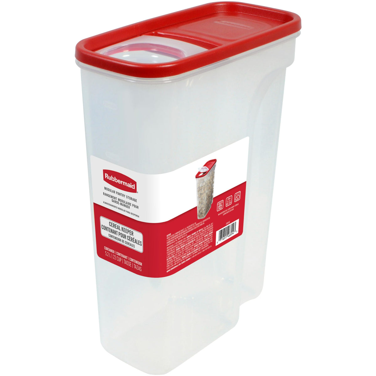 Rubbermaid Modular Cereal Keeper Large with lid open for easy pouring and freshness.
