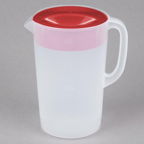 Rubbermaid Pitcher Classic red lid closeup for gatherings.