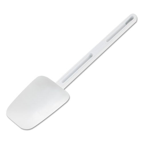 Rubbermaid spoon-shaped spatula with concave blade for precise scooping and spreading.
