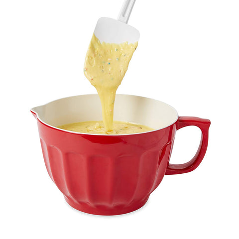 Rubbermaid spoon-shaped spatula with molded one-piece handle for extra strength in busy kitchens.