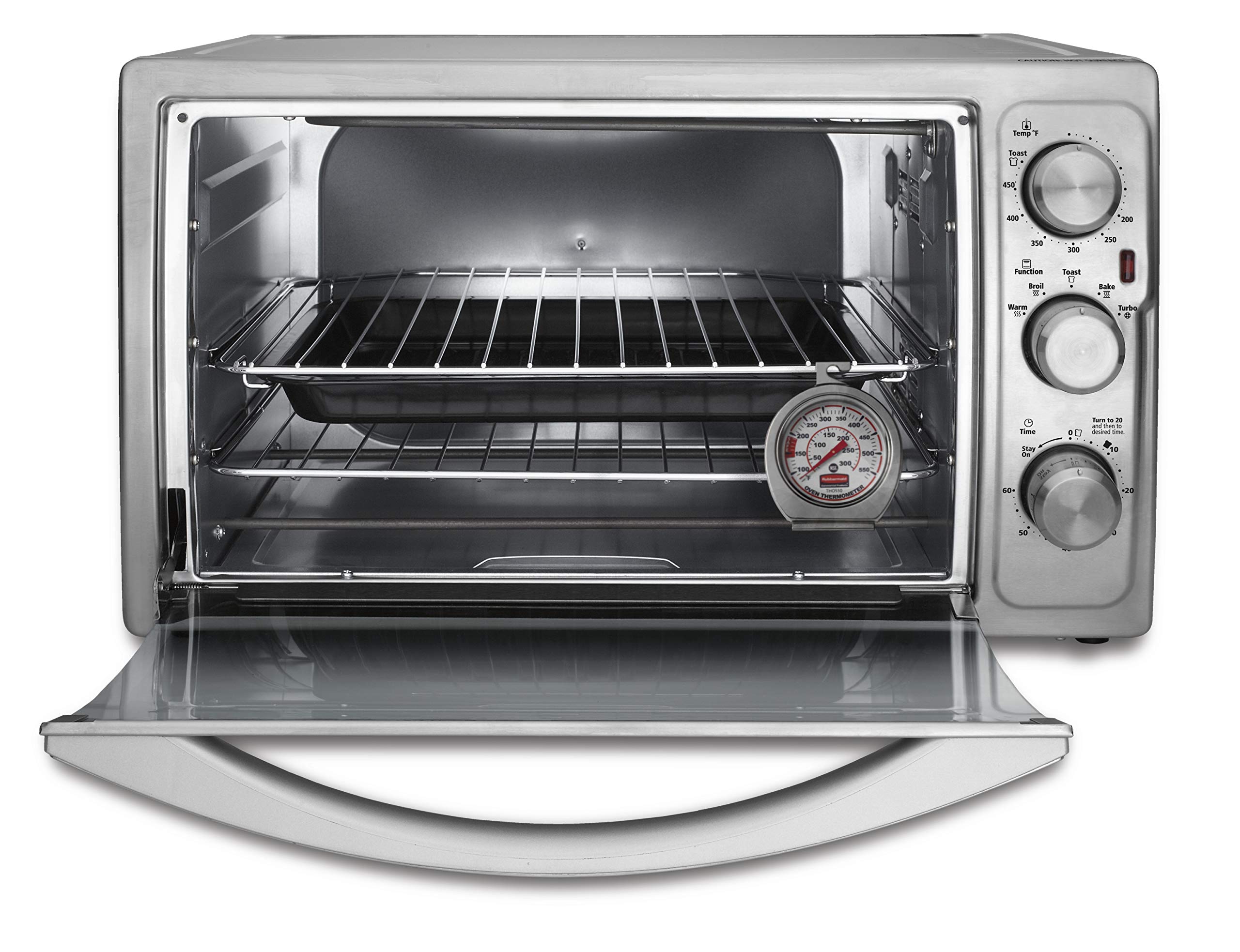 Rubbermaid stainless steel thermometer with durable, shatter-proof lens.