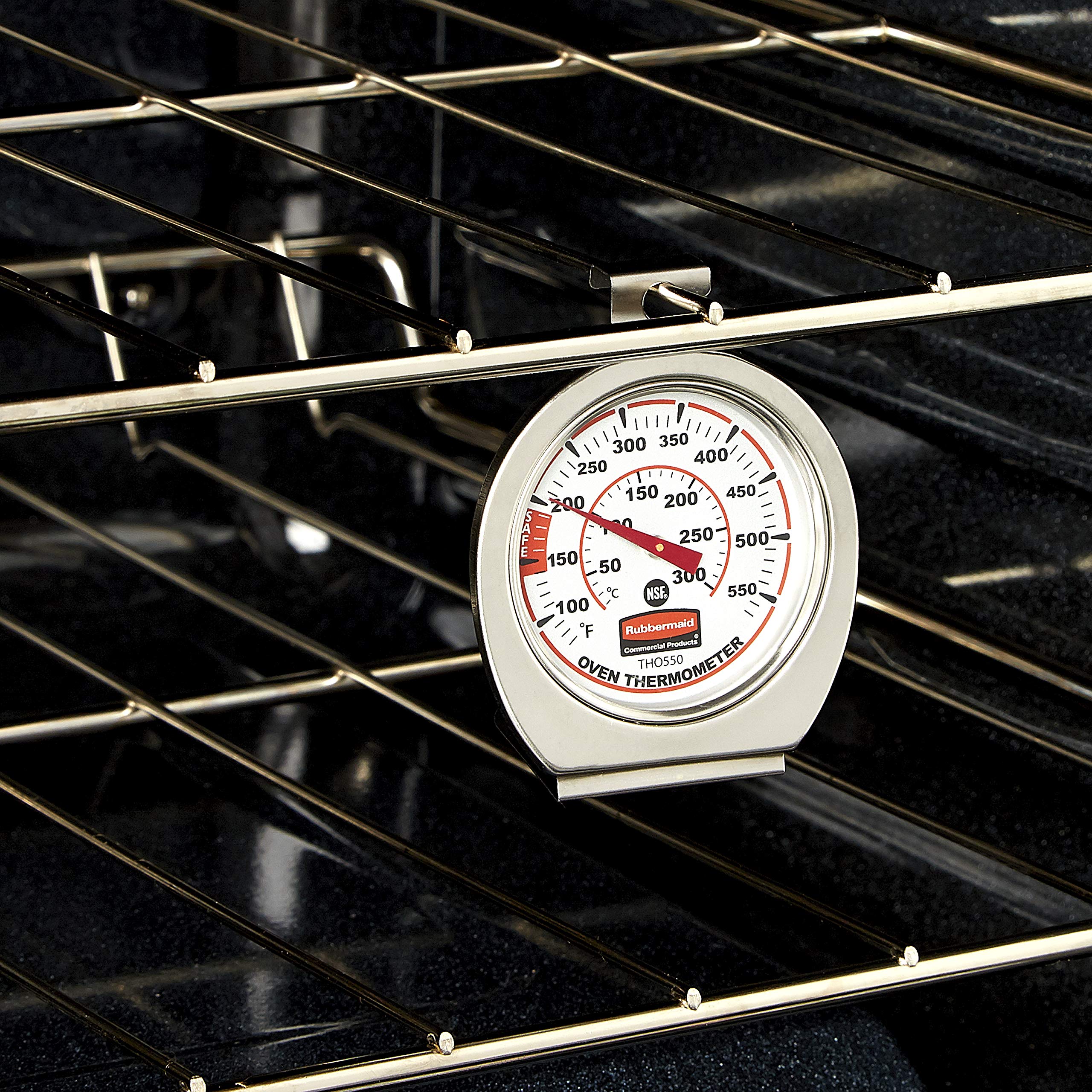 Rubbermaid thermometer mounted vertically for easy display.
