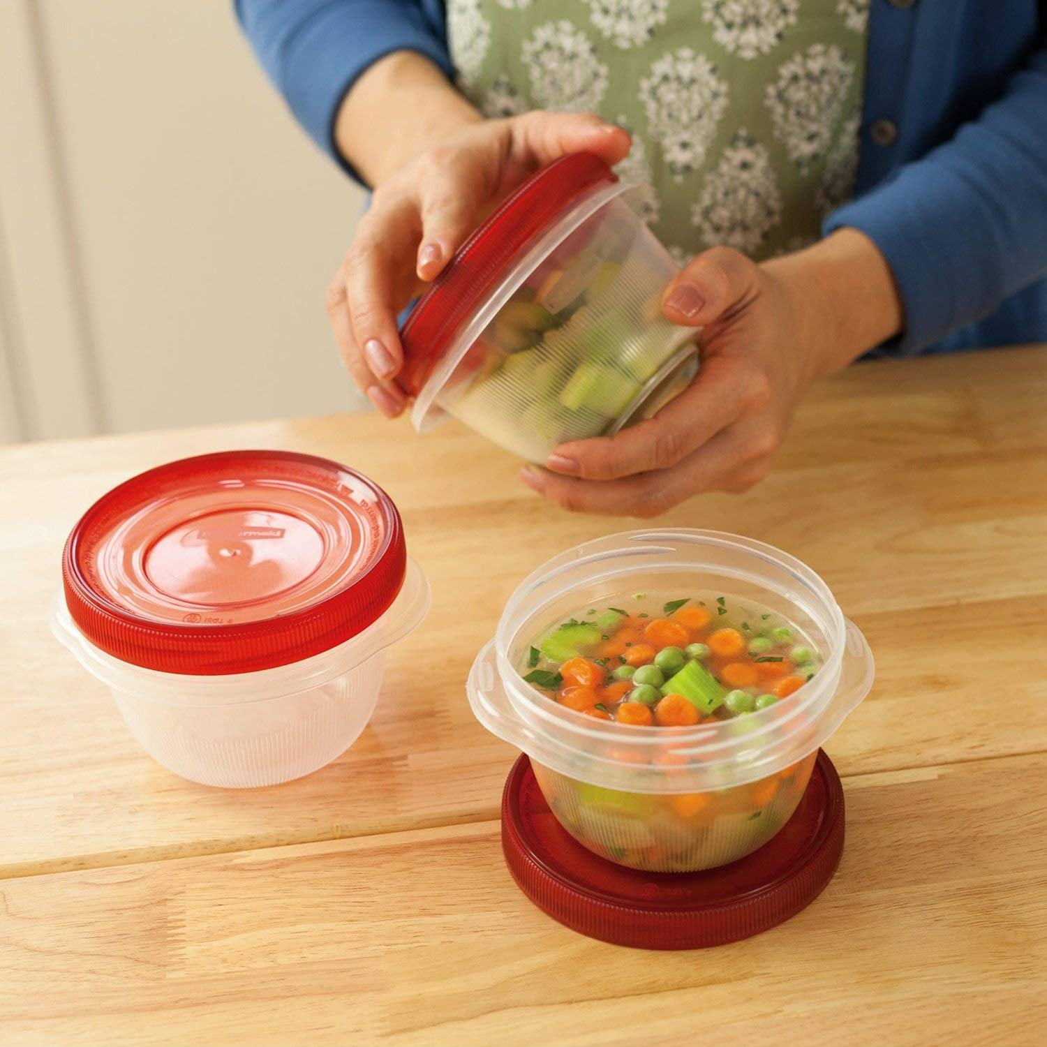Rubbermaid TakeAlongs microwave-safe and freezer-safe for versatile meal prep.