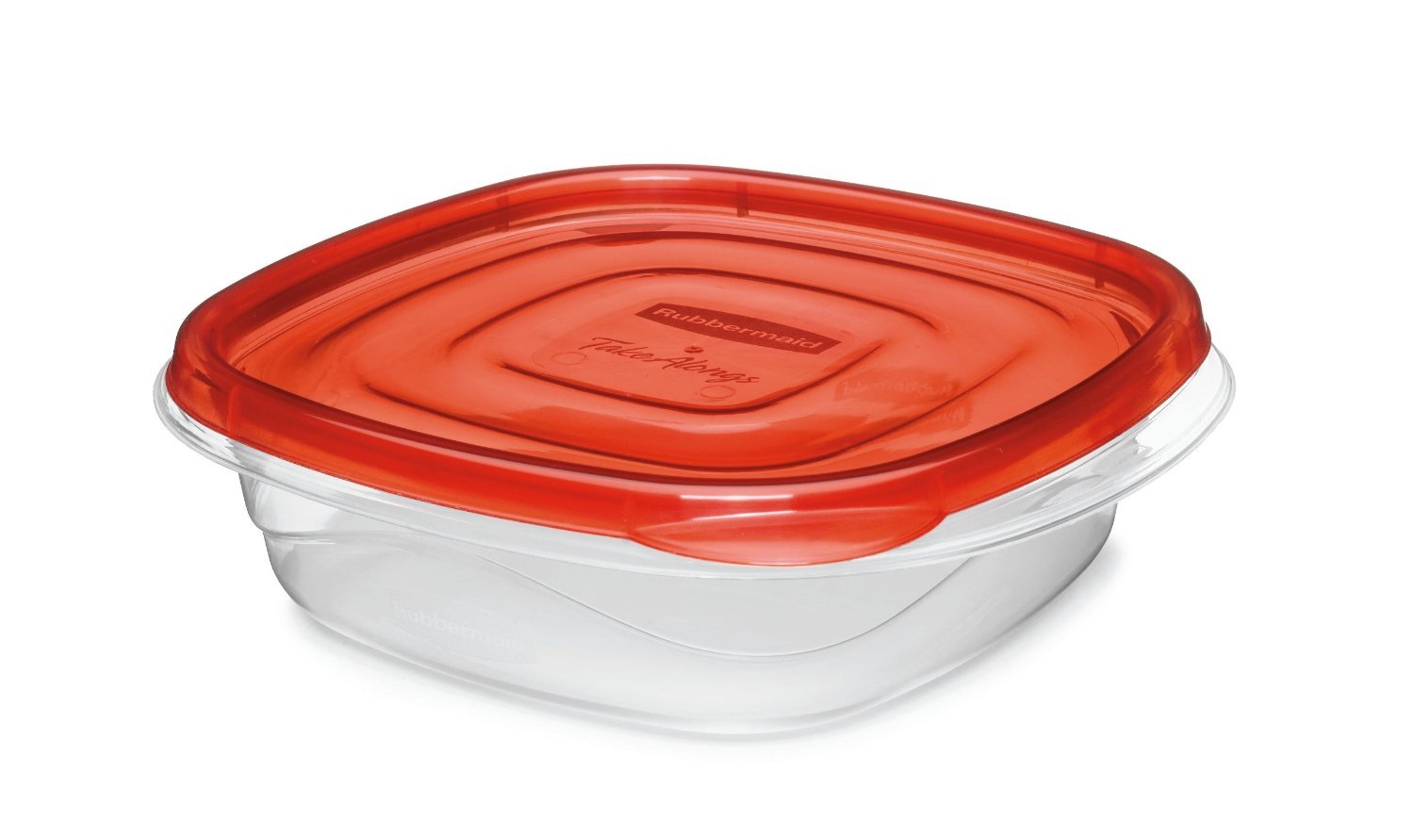 Rubbermaid TakeAlongs stackable lids save space when storing.