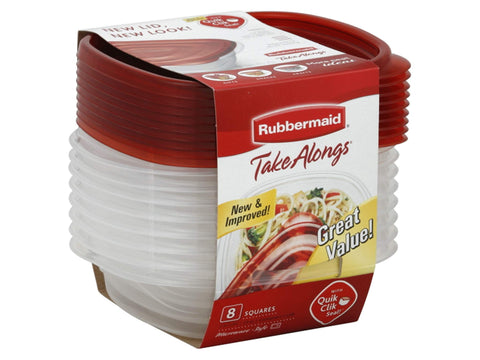 Rubbermaid TakeAlongs sandwich container in red with secure QuikClik Seal for spill-free storage.