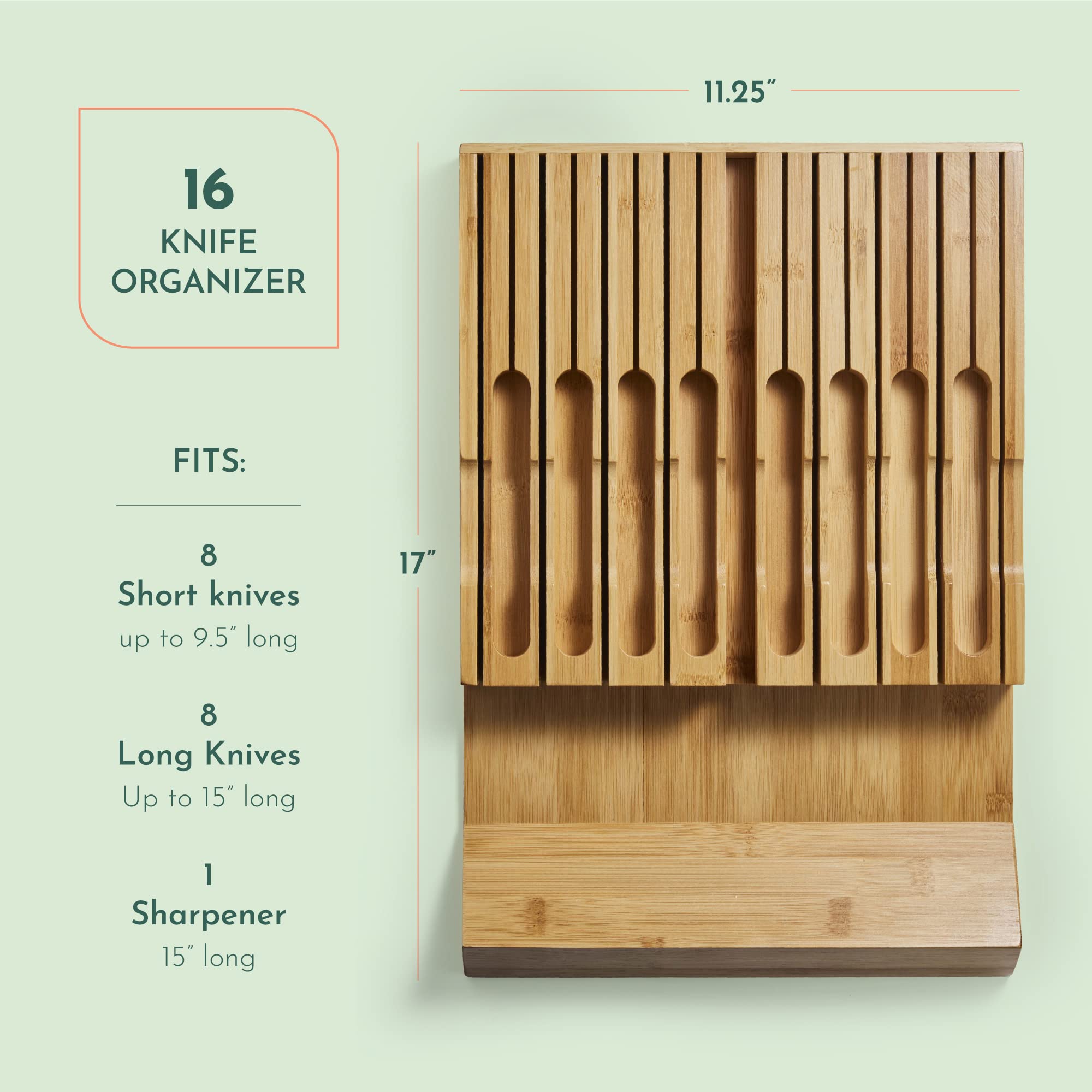 RUBOXA fits in most drawers and holds standard knives