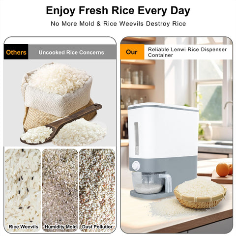 Rubtlamp multi-use storage container for rice, cereals, nuts, and more.