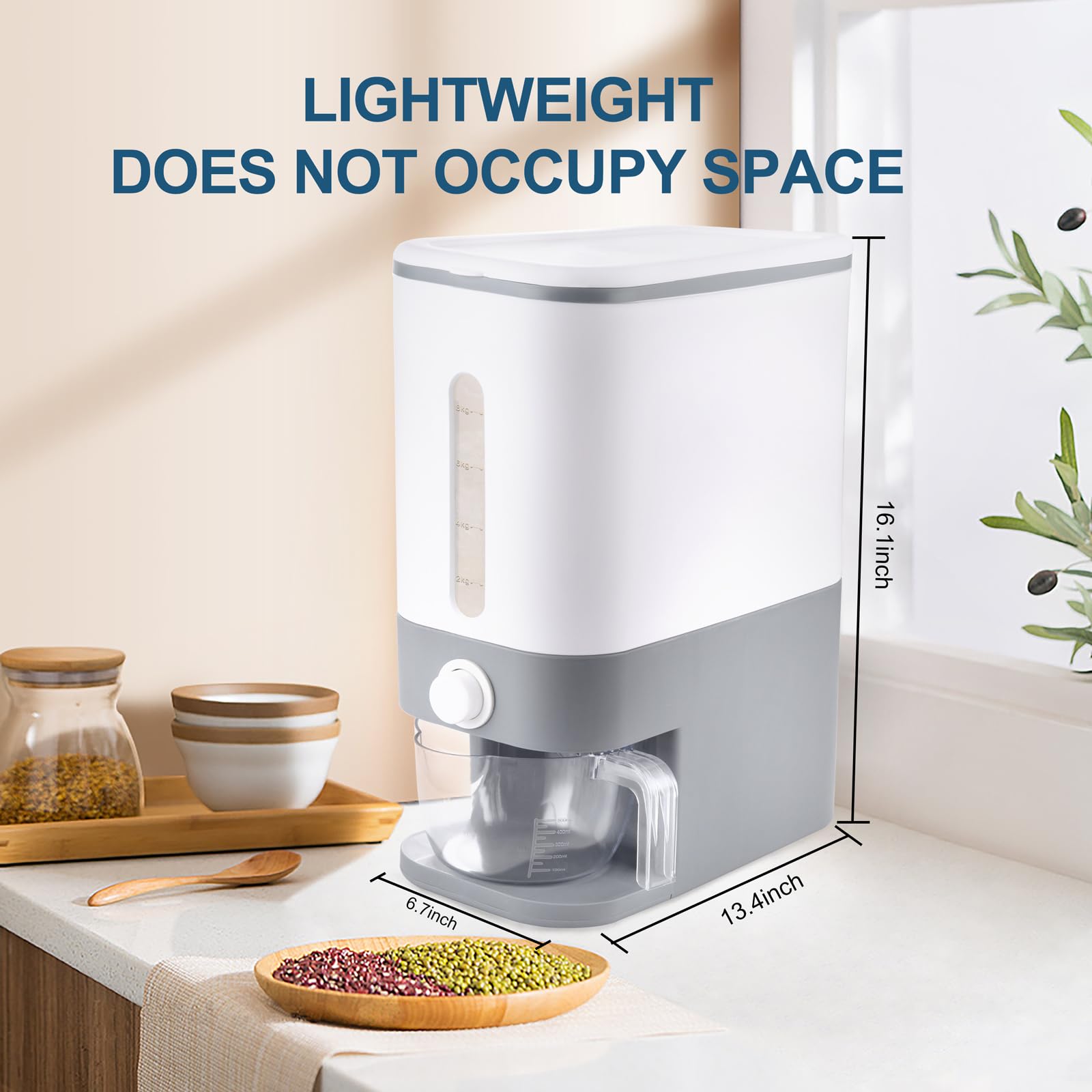 Rubtlamp rice container sealed lid preserves dryness and freshness.