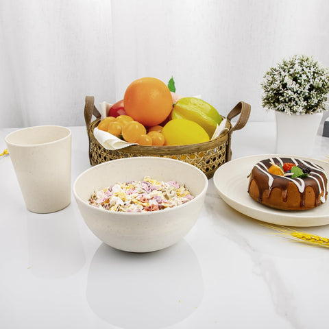 Rubtlamp wheat straw bowls with deep curved design for soups and salads