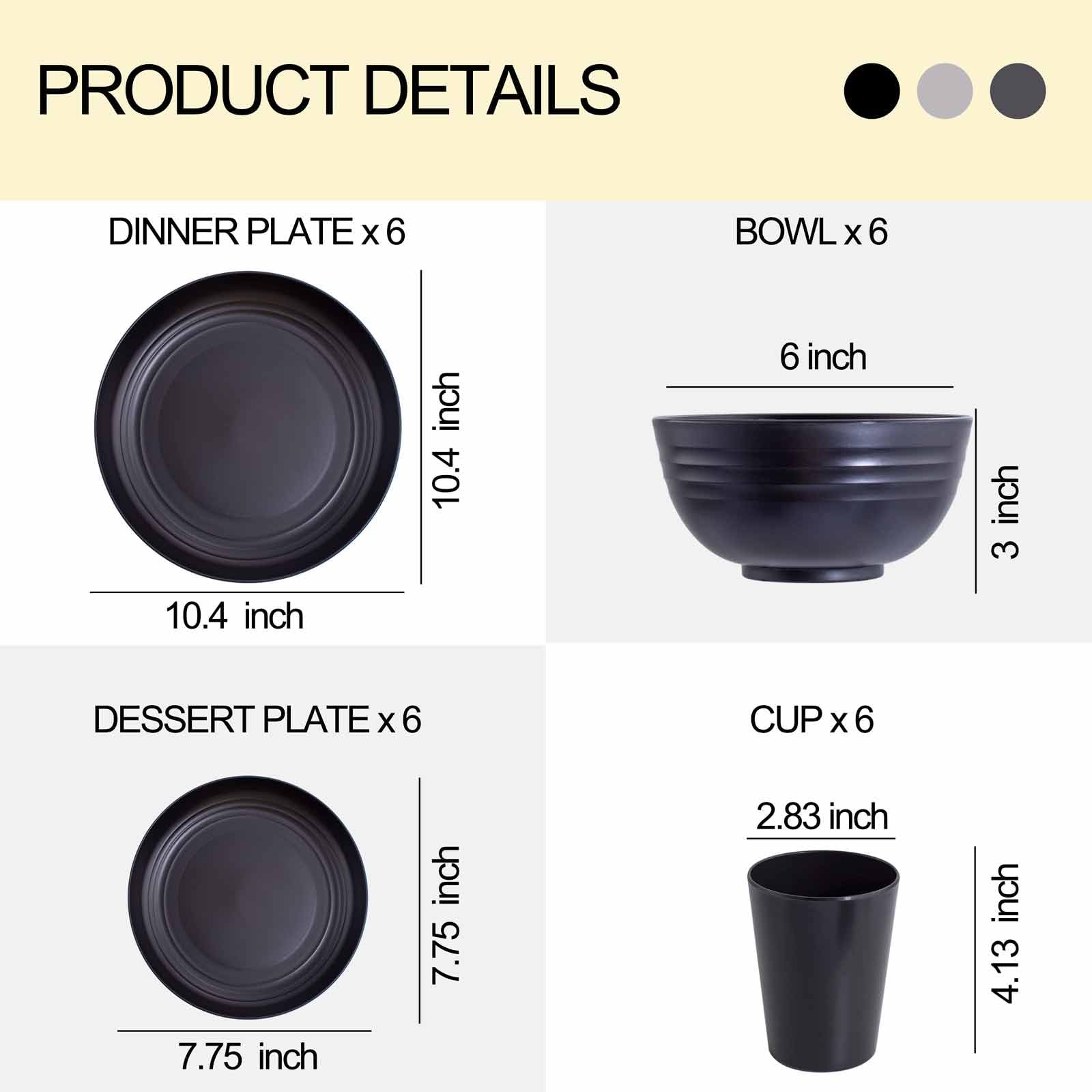 Rubtlamp wheat straw salad plates in gray save space with easy stacking.