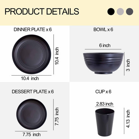 Rubtlamp wheat straw salad plates in gray save space with easy stacking.