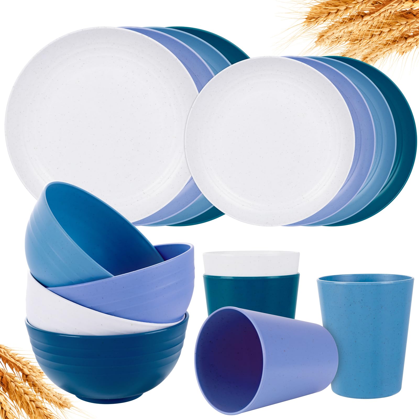 Rubtlamp wheat straw dinnerware plate white for durable, lightweight daily meals.