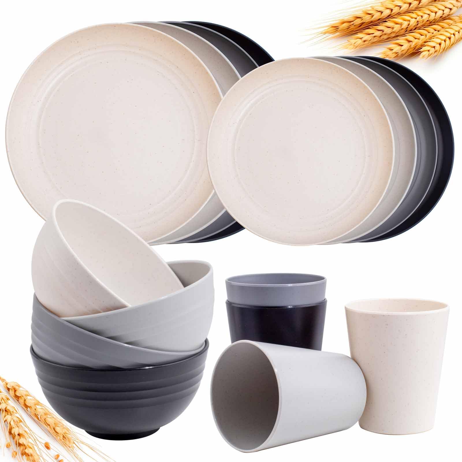 Rubtlamp wheat straw plates in colorful set for everyday meals
