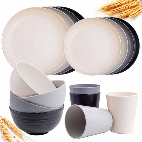 Rubtlamp wheat straw plates in colorful set for everyday meals