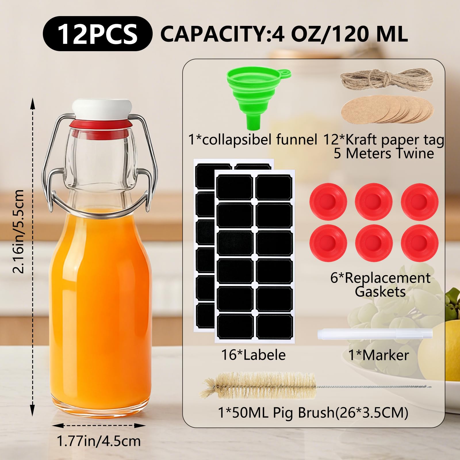 Ruckae swing-top bottle lid attached, tight clamp top for leak-free storage.