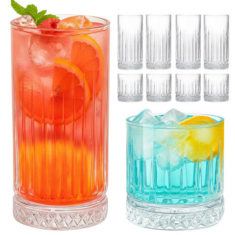 Ruckae clear ribbed 7oz glass with easy grip for daily water or juice.
